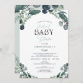 Virtual Baby shower Navy Blue Sage groen Kaart (Voorkant / Achterkant)
