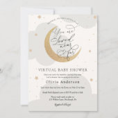 Virtual Baby shower Neutral Twinkle Star en Moon Kaart (Voorkant)