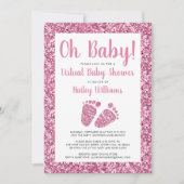 Virtual Baby shower Pink Glitter Kaart (Voorkant)