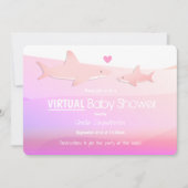 Virtual Baby shower Pink Ocean Shark Cartoon Kaart (Voorkant)