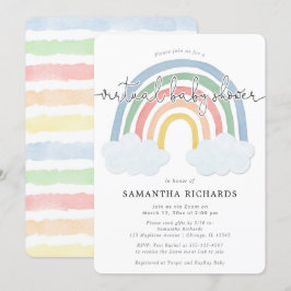 Virtual Baby shower Rainbow waterverf pastels Kaart