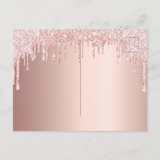 Virtual baby shower roos gouduitnodiging briefkaart (Achterkant)