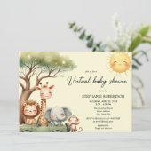Virtual Baby Shower safari animals gender neutral Kaart (Staand voorkant)