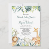 Virtual baby shower safaridieren genderneutraal kaart (Voorkant)