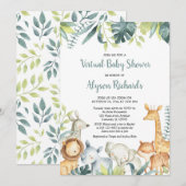 Virtual baby shower safaridieren genderneutraal kaart (Voorkant / Achterkant)