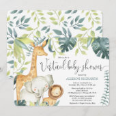 Virtual Baby shower schattig safari oerwoud dieren Kaart (Voorkant / Achterkant)