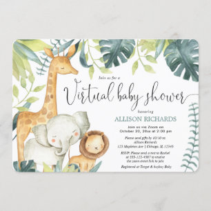 Virtual Baby shower schattig safari oerwoud dieren Kaart