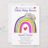 Virtual Baby shower Schattige Sloth Boho Regenboog Kaart (Voorkant)