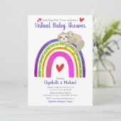 Virtual Baby shower Schattige Sloth Boho Regenboog Kaart (Staand voorkant)