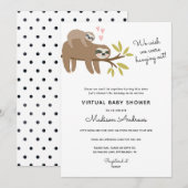 Virtual Baby shower Sloth Kaart (Voorkant / Achterkant)
