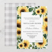 Virtual Baby shower Sunflower Kaart (Voorkant / Achterkant)
