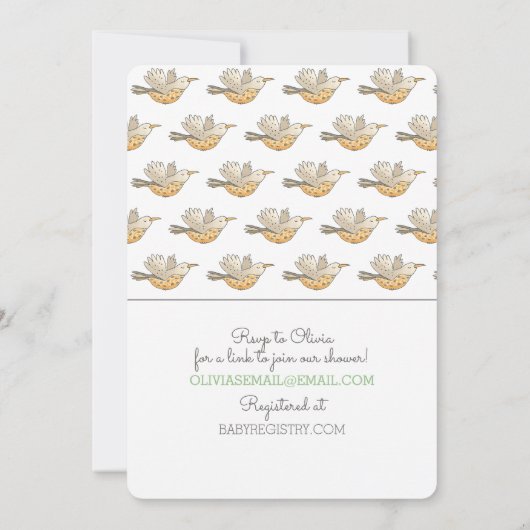 Virtual Baby shower Sweetest Mama Bird with Nest Kaart (Achterkant)