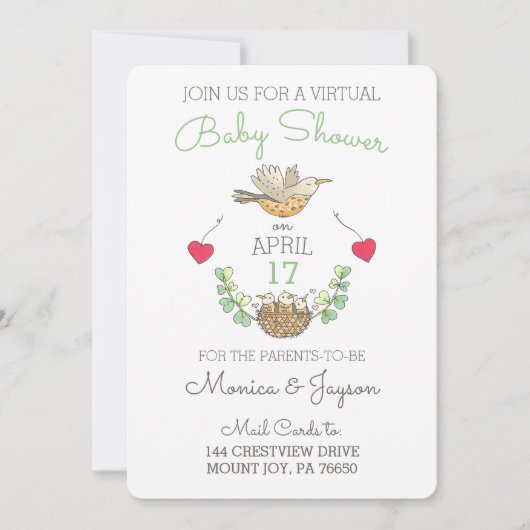 Virtual Baby shower Sweetest Mama Bird with Nest Kaart (Voorkant)