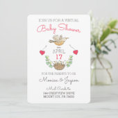 Virtual Baby shower Sweetest Mama Bird with Nest Kaart (Staand voorkant)