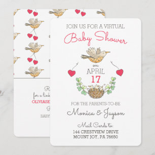 Virtual Baby shower Sweetest Mama Bird with Nest Kaart