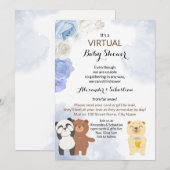 Virtual Baby shower Teddy Bears Kaart (Voorkant / Achterkant)