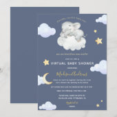 Virtual Baby shower Twinkle Little Star Elephant Kaart (Voorkant / Achterkant)