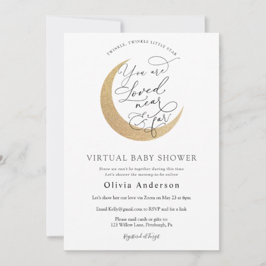 Virtual Baby shower Twinkle Star en Moon Kaart (Voorkant)
