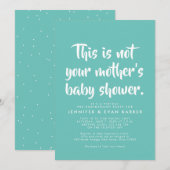 Virtual baby shower-uitnodiging in blauwgroen (Voorkant / Achterkant)