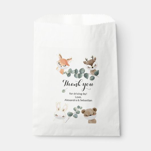 Virtual Baby shower van Woodland Forest Bedankzakje (Voorkant)