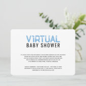 Virtual Baby shower voor Boy Blue White Invitation Kaart (Staand voorkant)