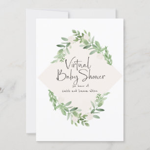 Virtual Baby shower Waterverf Invitation for Girl Save The Date