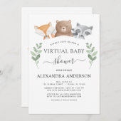 Virtual Baby shower Woodland Eucalyptus Green Kaart (Voorkant / Achterkant)
