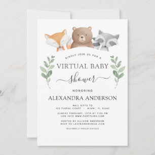 Virtual Baby shower Woodland Eucalyptus Green Kaart