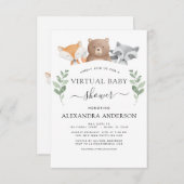 Virtual Baby shower Woodland Eucalyptus Green Kaart (Voorkant / Achterkant)