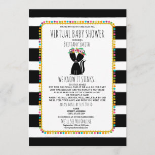 Virtual Baby Social Distancing Shower Skunk Girl Kaart