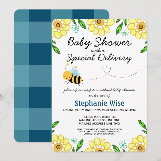 Virtual Bee Baby shower by Mail Kaart (Voorkant / Achterkant)