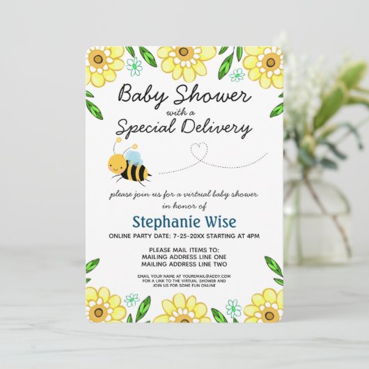Virtual Bee Baby shower by Mail Kaart (Staand voorkant)