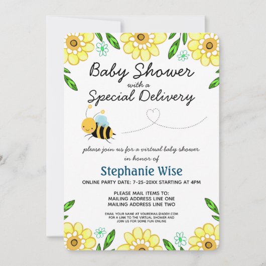 Virtual Bee Baby shower by Mail Kaart (Voorkant)
