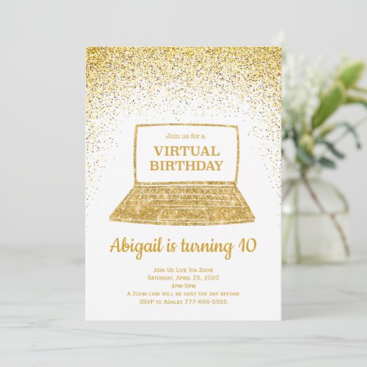 Virtual Birthday Invitation, Quarantine Birthday Kaart (Staand voorkant)