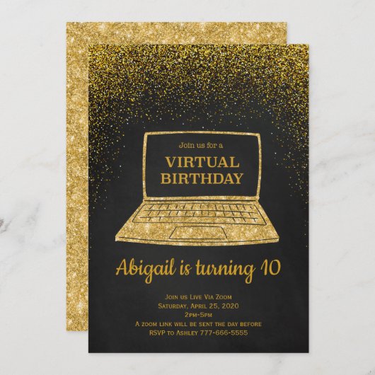 Virtual Birthday Invitation, sociale afstand Kaart (Voorkant / Achterkant)