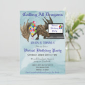 Virtual Birthday Party Dragon Wyvern Kaart (Staand voorkant)