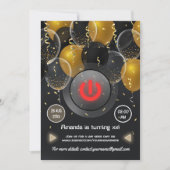 Virtual Birthday Party (Zwarte en gouden ballon) Kaart (Voorkant)