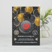 Virtual Birthday Party (Zwarte en gouden ballon) Kaart (Staand voorkant)