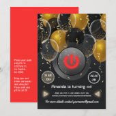 Virtual Birthday Party (Zwarte en gouden ballon) Kaart (Voorkant / Achterkant)