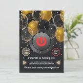 Virtual Birthday Party (Zwarte en gouden ballon) Kaart (Staand voorkant)