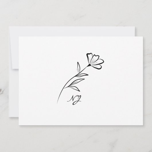 Virtual Black and White Online Photo Wedding Kaart (Achterkant)