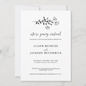 Virtual Black White Floral Wedding Kaart (Voorkant)