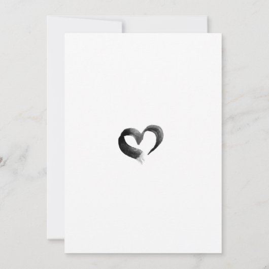 Virtual Black White Floral Wedding Kaart (Achterkant)