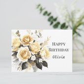 Virtual Bloom Gold en Black Verjaardag Kaart (Staand voorkant)
