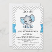 Virtual Blue Elephant Chevron Glitter-Baby shower Kaart (Voorkant)