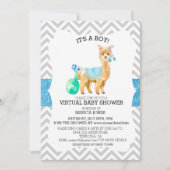 Virtual Blue Llama Chevron Glitter-Baby shower Kaart (Voorkant)