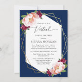 Virtual Blush Burgundy Gold Navy Vrijgezellenfeest Kaart (Voorkant)