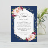 Virtual Blush Burgundy Gold Navy Vrijgezellenfeest Kaart (Staand voorkant)
