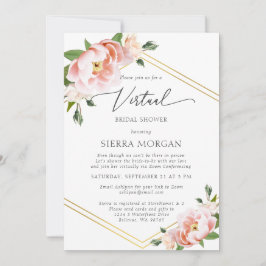 Virtual Blush Floral Gold Dusty Blue Vrijgezellenf Kaart