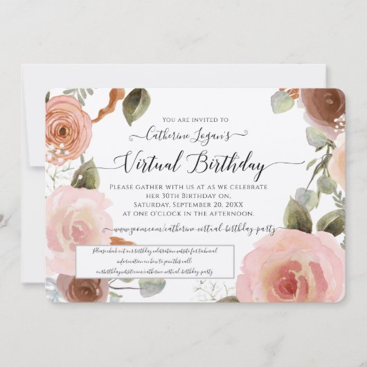 Virtual Blush Floral Waterverf Wreatday Kaart (Voorkant)